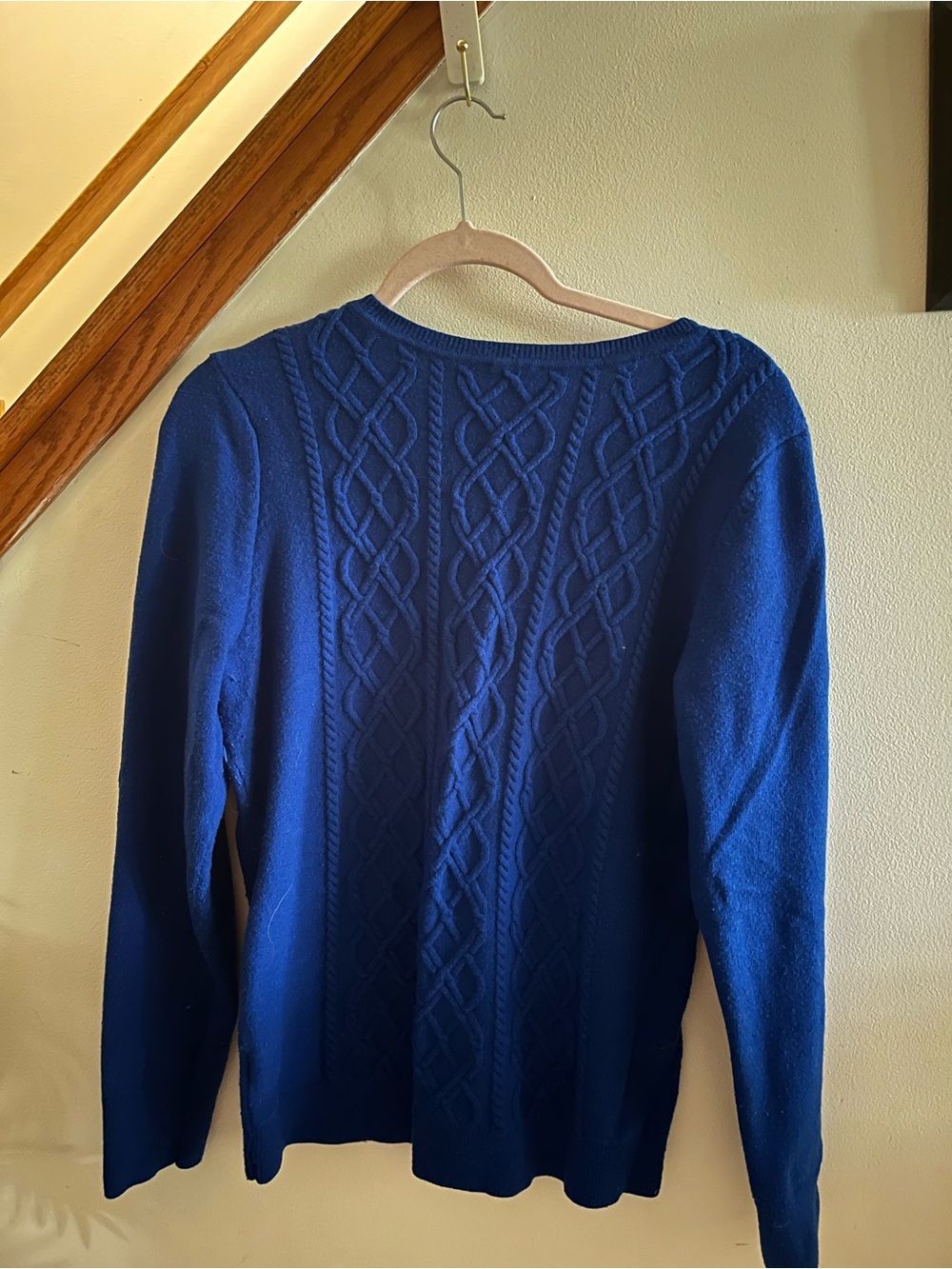 Talbots Blue Cable-Knit Button-Shoulder Sweater - Picture 3 of 3